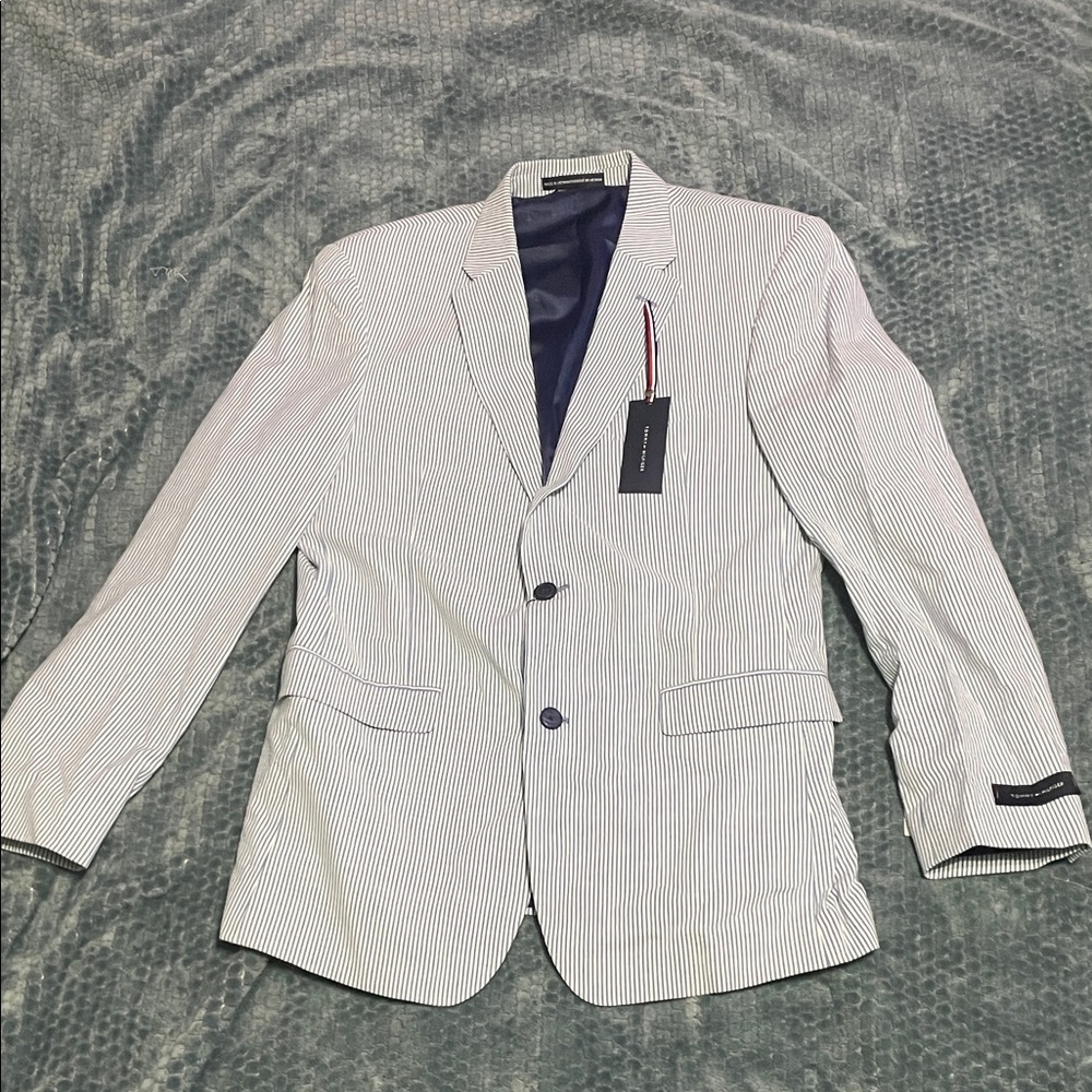 Tommy Hilfiger Men's Pinstripe Blazer - White and Navy